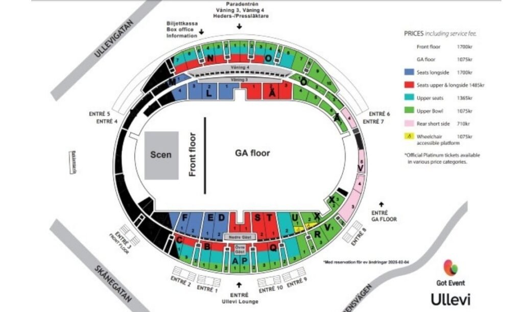 Mapa Estádio Ullevi - Casas de Shows em Gotemburgo, Suécia - Travel 2 Concert