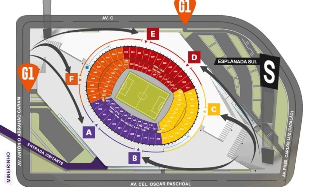 Mapa Estádio do Mineirão - Casas de Shows em Belo Horizonte, Brasil - Travel 2 Concert