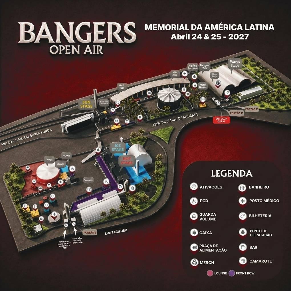 Mapa do Bangers Open Air 2027 - São Paulo, Brasil - Travel 2 Concert