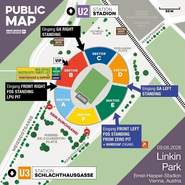 Mapa Estádio Ernst Happel - Casas de Shows em Viena, Austria - Travel 2 Concert