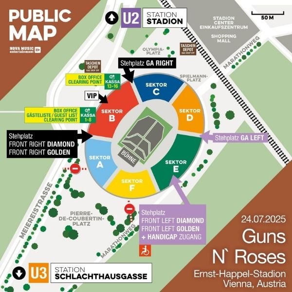 Mapa Estádio Ernst Happel - Casas de Shows em Viena, Austria - Travel 2 Concert