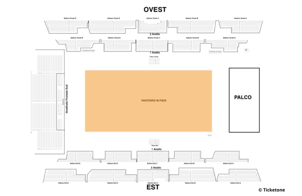 Mapa Unipol Arena Bolonha