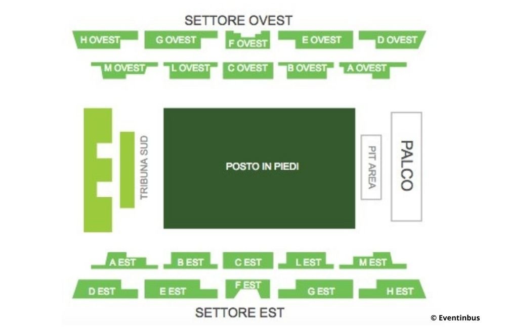Mapa Unipol Arena Bolonha
