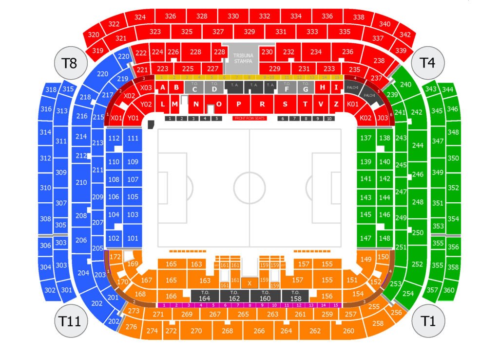 Mapa Estádio de San Siro - Milão