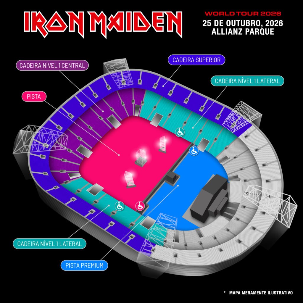 Mapa Iron Maiden em São Paulo 2026